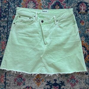 Agolde | Criss Cross Organic‎ Denim Mini Skirt in Lime Green Size 28
